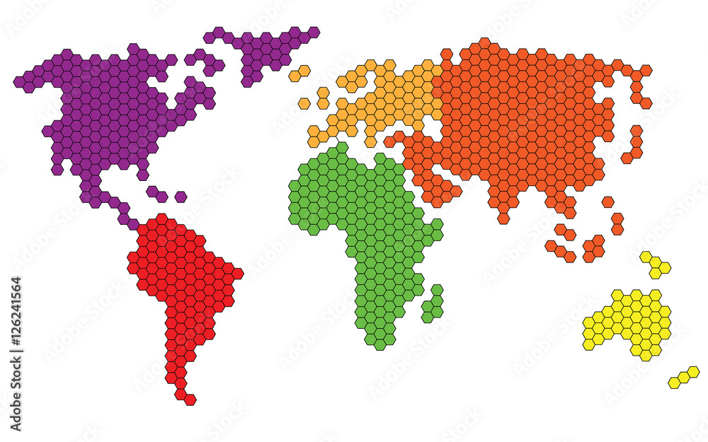 Abstract_world_map_of_hexagons Stock Vector | Adobe Stock