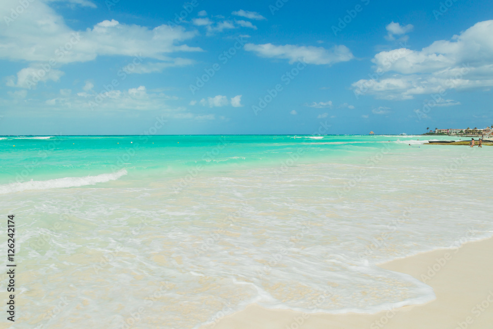 Beautiful beach on the island, turquoise water, Caribbean sea, ocean