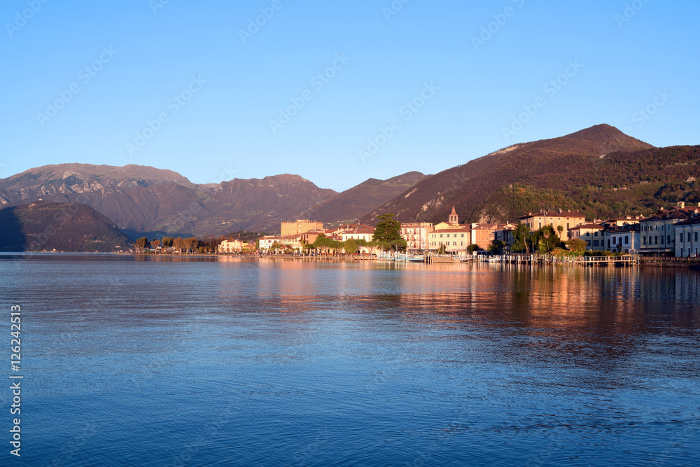 The small town of Iseo and Lake Iseo in Brescia
