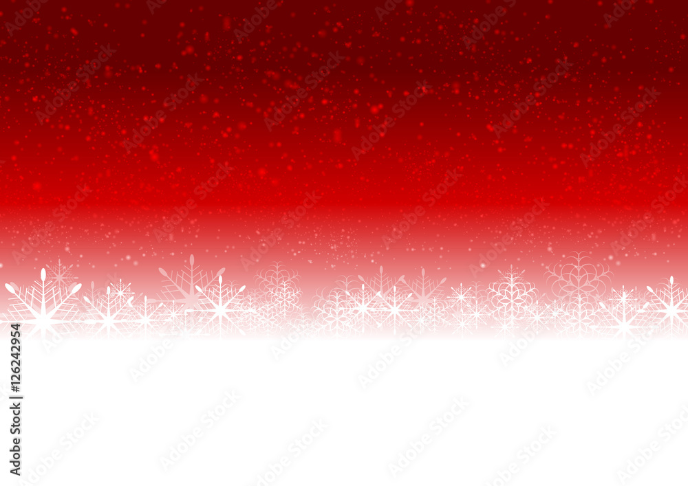 Red Christmas background with snow