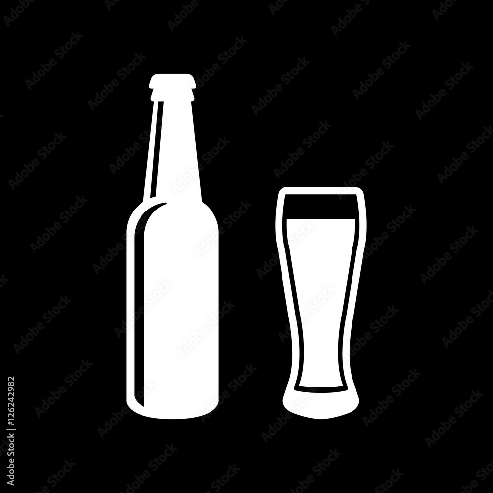 Bottle and glass of beer icon. Beer and pub, bar symbol. UI. Web. Logo. Sign. Flat design. App.Stock Bottle and glass of beer icon. Beer and pub, bar symbol. UI. Web. Logo. Sign. Flat design. App.Stock