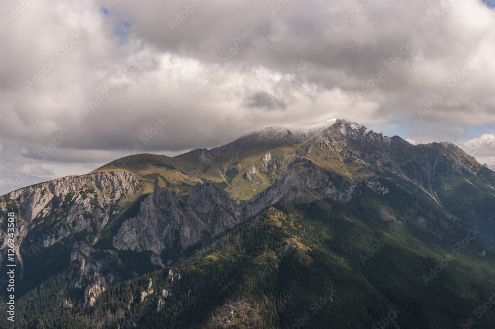 Panorama of the mountains in the autumn. Tatry