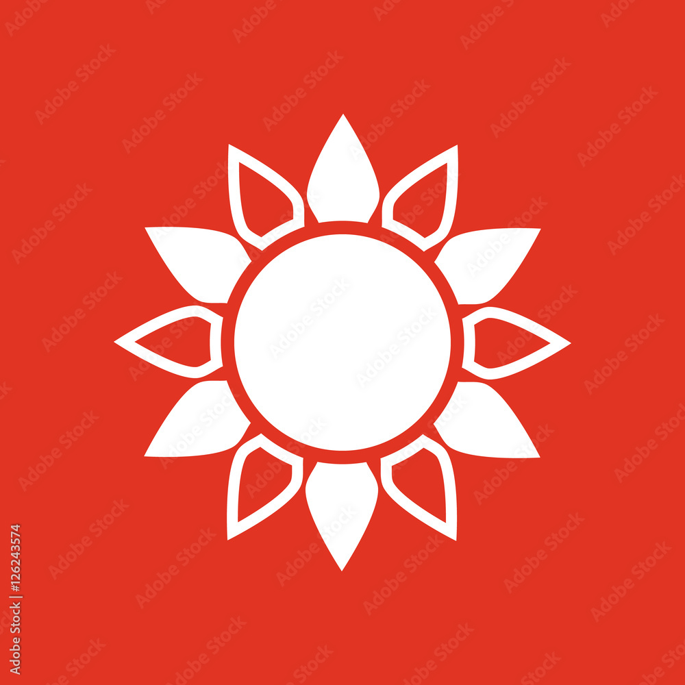 The sun icon. Sunrise and sunshine, weather, sun symbol. UI. Web. Logo. Sign. Flat design. App. Stock
