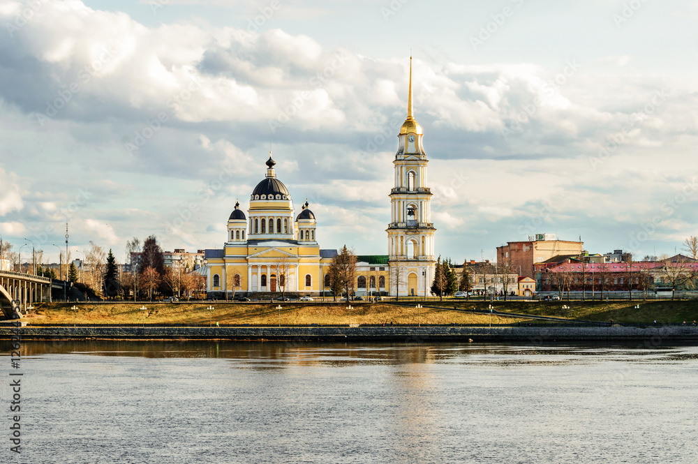 City landscape. Country Russia, Rybinsk, embankment of the Volga 