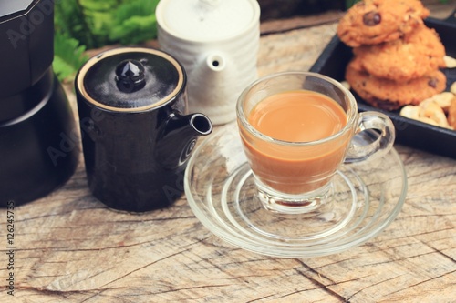 Cashew cookies with hot coffee