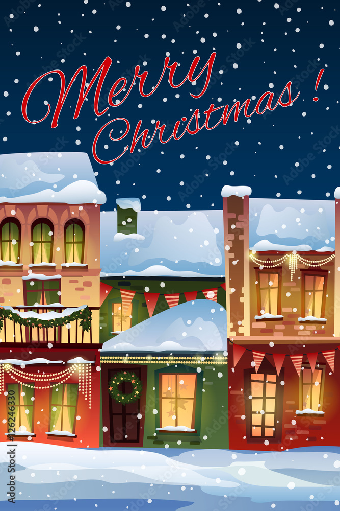 Christmas winter wonderland template. Christmas background with fairy