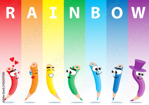 Vector Color Pencils Set on Rainbow