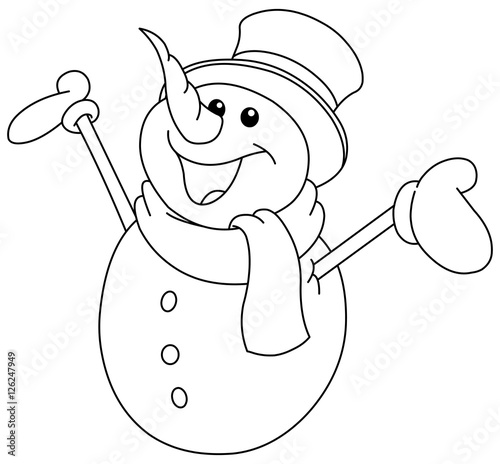 outlined snowman raising arms