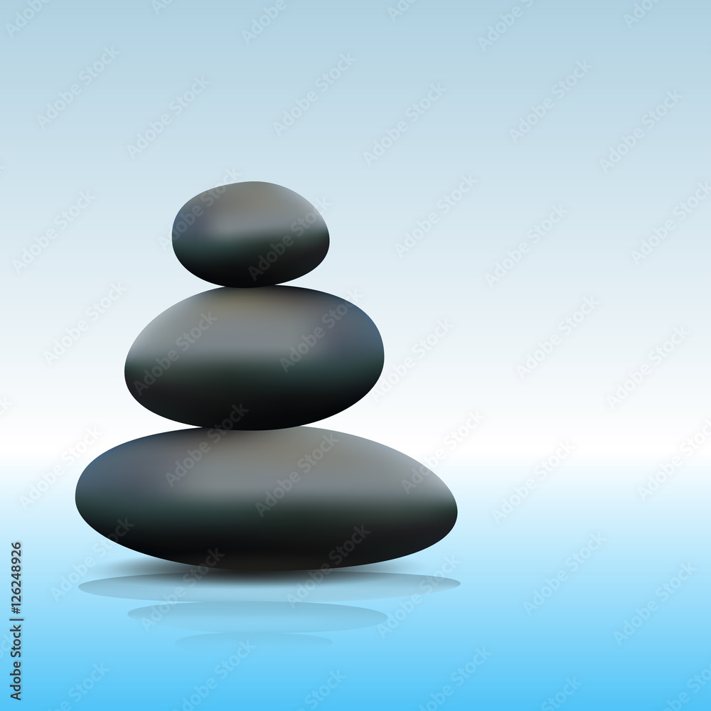 japan style zen stone on blue water reflecting eps10 japan style zen stone on blue water reflecting eps10