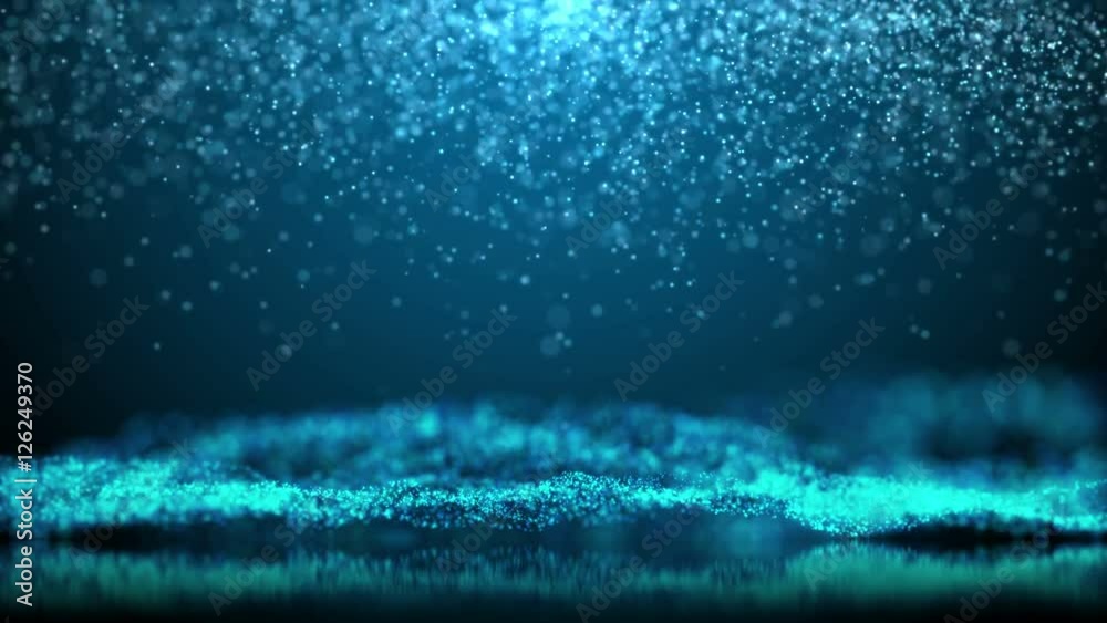 Gently falling snow with freezing waves. Christmas card, place for your text. Christmas relaxing animated video. 4K seamless loop animated video.