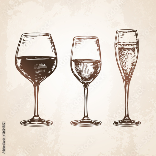 Sketch set of wineglasses.