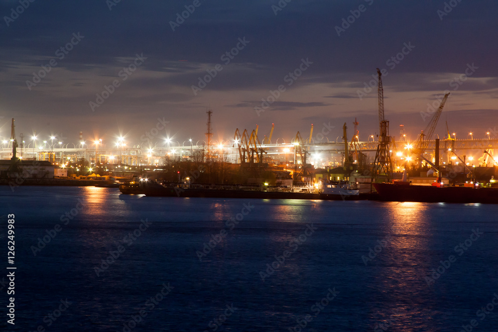 seaport in St. Petersburg at night