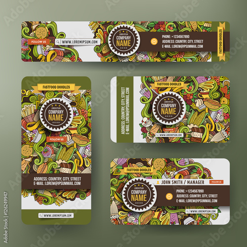Corporate Identity set design with fastfood doodles