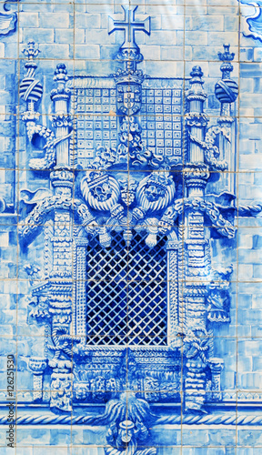 Detail of some azulejos, the portuguese tiles photo