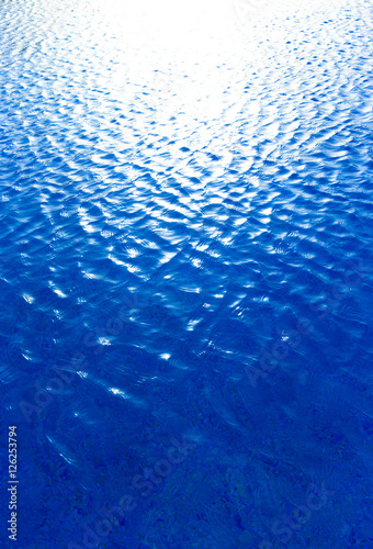 Blue water with sun reflections