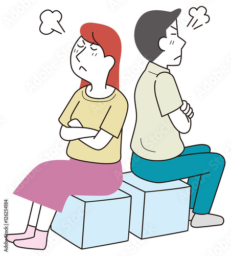 背を向けて喧嘩する男女