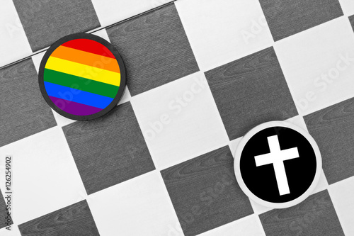 Christianity vs LGBT community - conflict between gays / lesbians and catholic church. Negative attitude towards homosexuals - homosexuality and homosexuals as sin and sinners