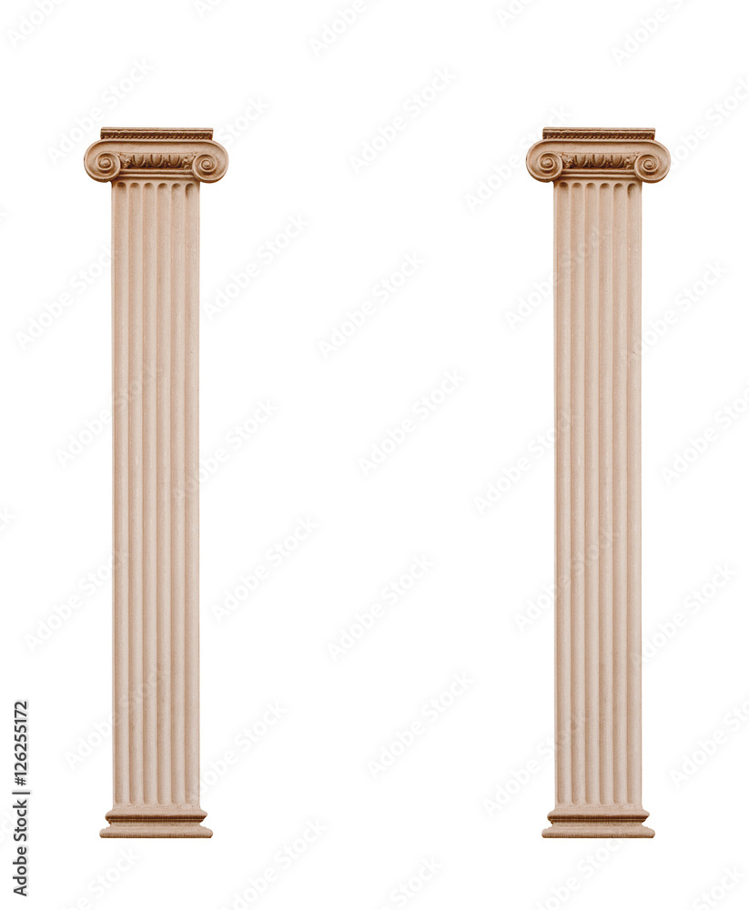 Two architectural columns isolated on white background Two architectural columns isolated on white background