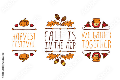 Hand drawn autumn elements with inscription