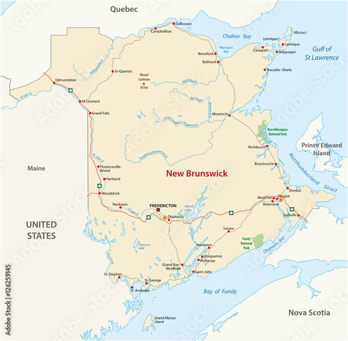Road map of the canada atlantic province new brunswick photo