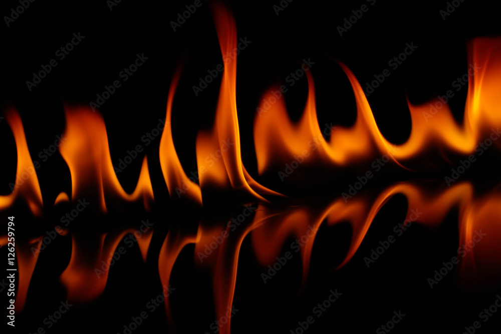 Fire flames on black background Fire flames on black background