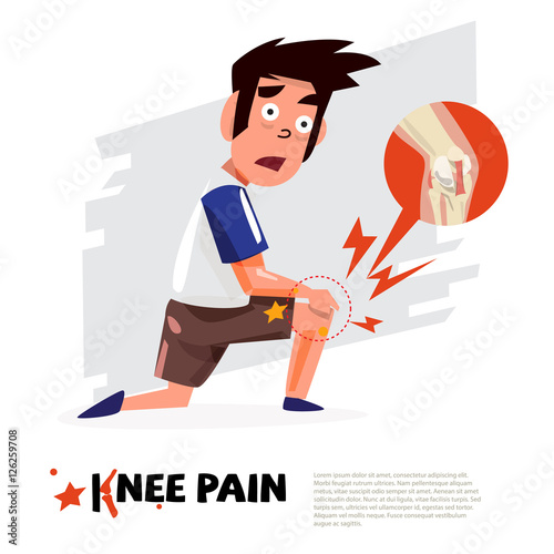 knee pain. character design with icon. - vector