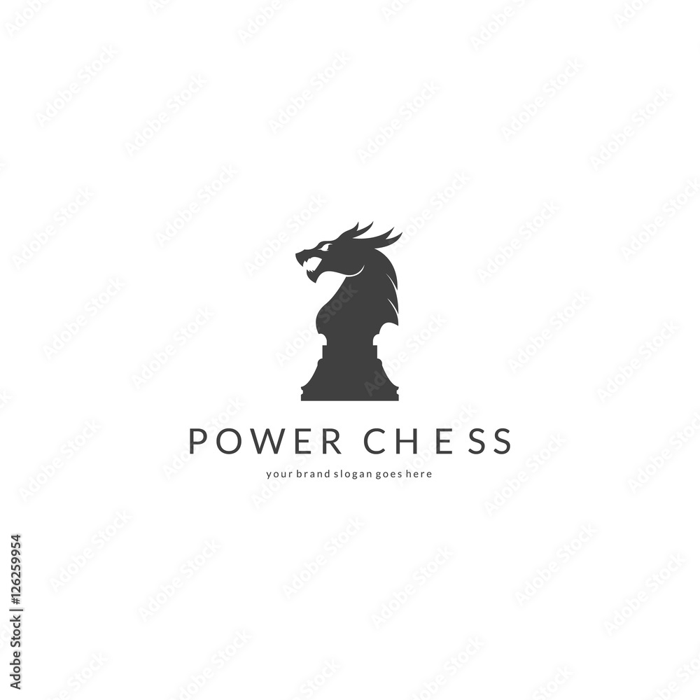 Dragon logo. Dragon chess logotype 