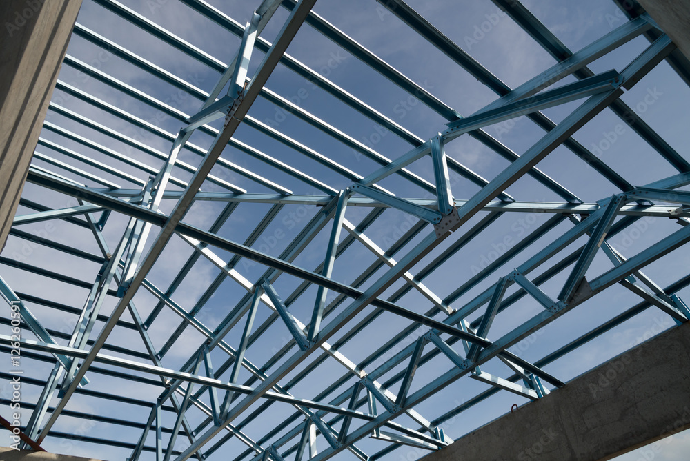 Structure of steel roof. Structure of steel roof.
