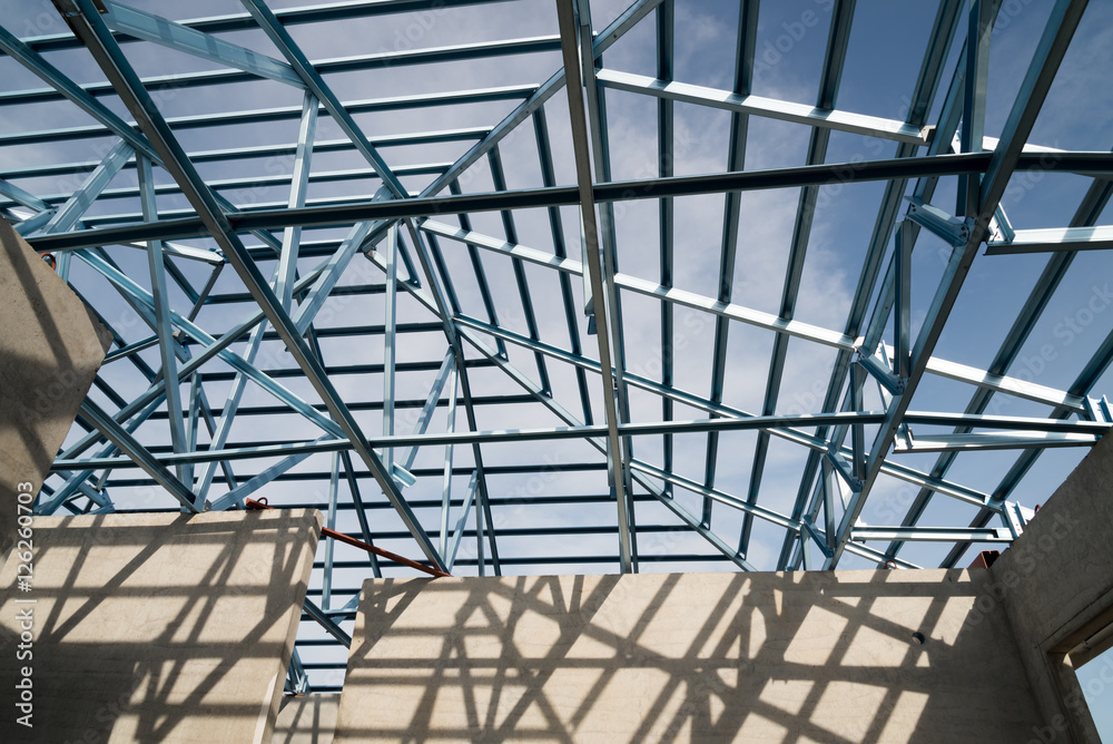 Structure of steel roof. Structure of steel roof.