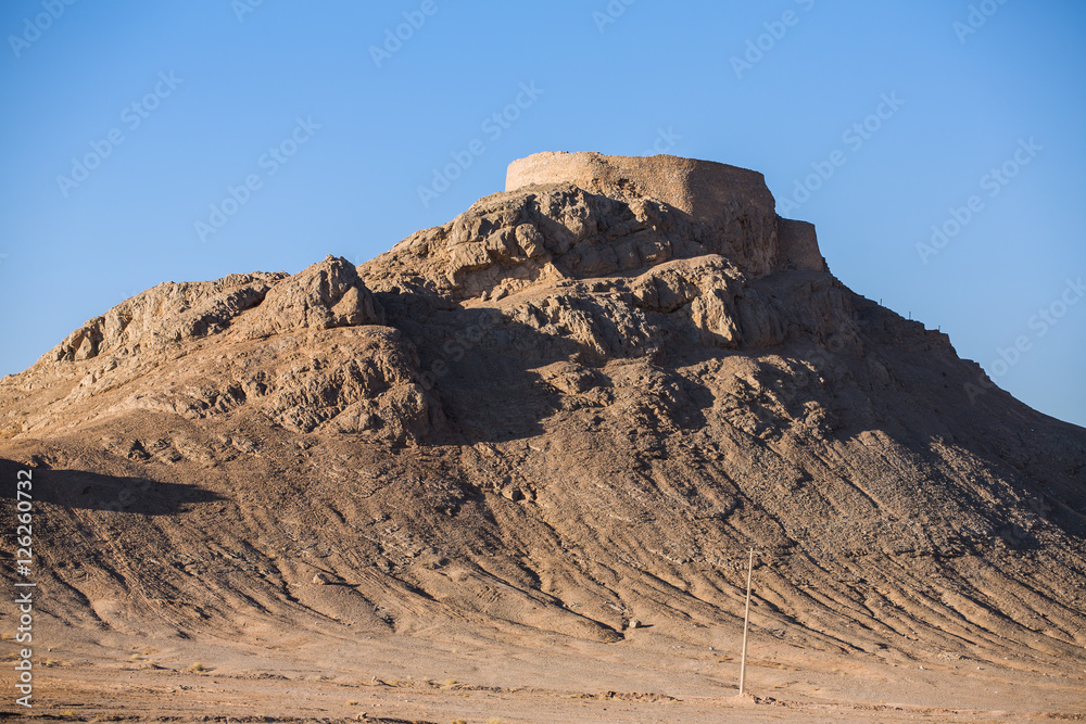 View to the Zoroastrian Tower of Silence in Yazd, Iran