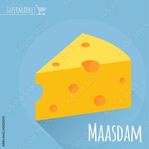 Flat design Maasdam cheese vector icon