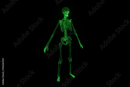 Human Skeleton Wireframe Hologram in Motion. Nice 3D Rendering   © bombastic80
