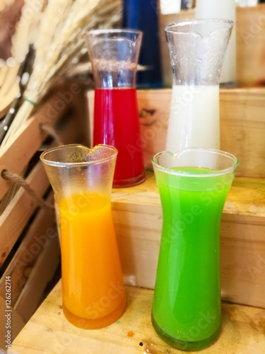 Variety of fruit soft drinks