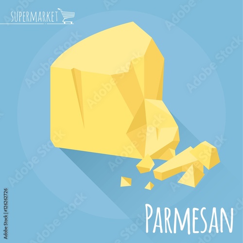 Flat design Parmesan cheese vector icon 