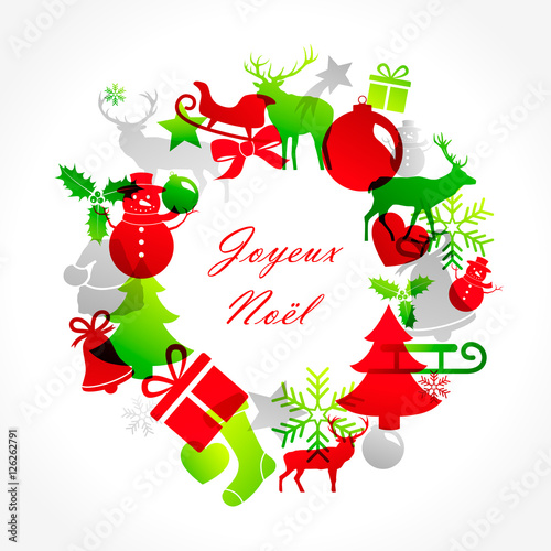 Couronne de Noël avec décorations - Version rouge et vert
