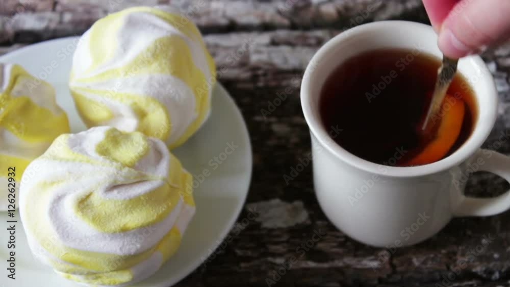 marshmallows and black tea with lemon marshmallows and black tea with lemon