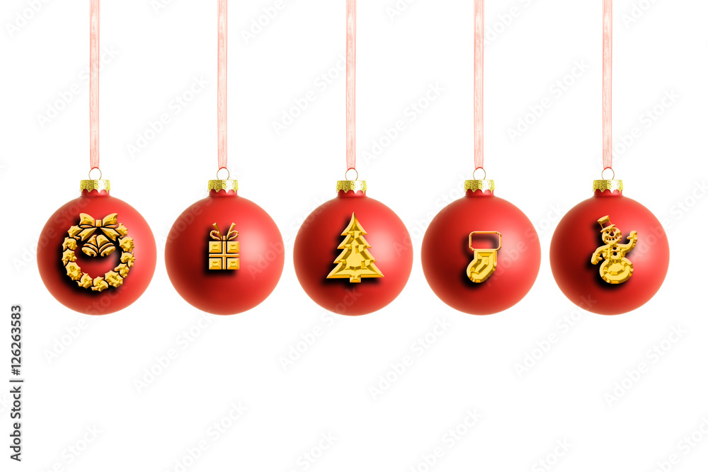 Weihnachtshintergrund Christbaumkugeln hängende Reihe Freisteller Weihnachtshintergrund Christbaumkugeln hängende Reihe Freisteller