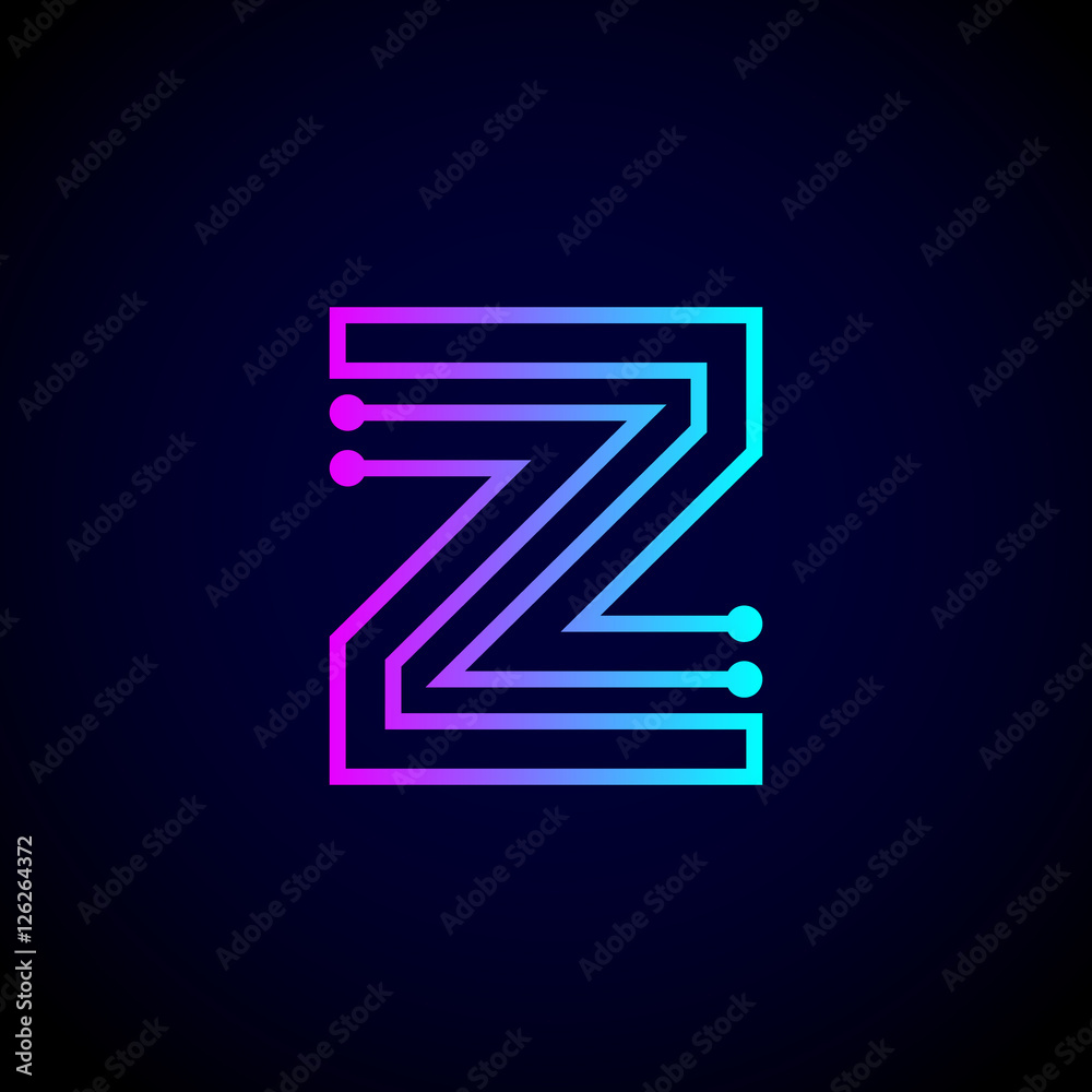 Letter Z logo design template,Technology abstract dot connection vector logo - obrazy, fototapety, plakaty 