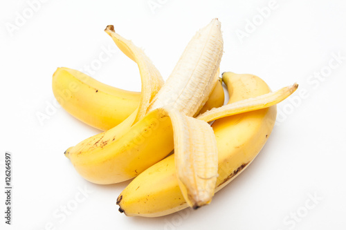 ripe and fresh bananas on white backgrounds