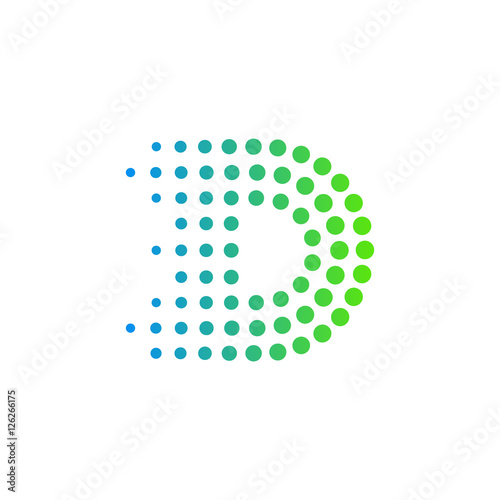 Letter D logo.Dots logo,dotted shape logotype vector design