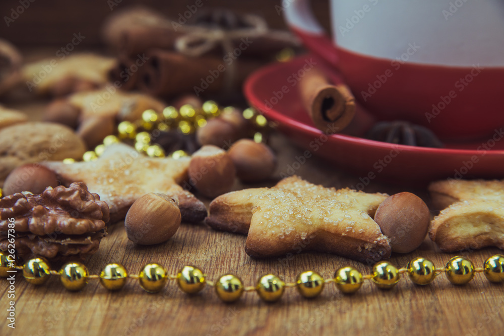 Christmas cookies with tea Christmas cookies with tea
