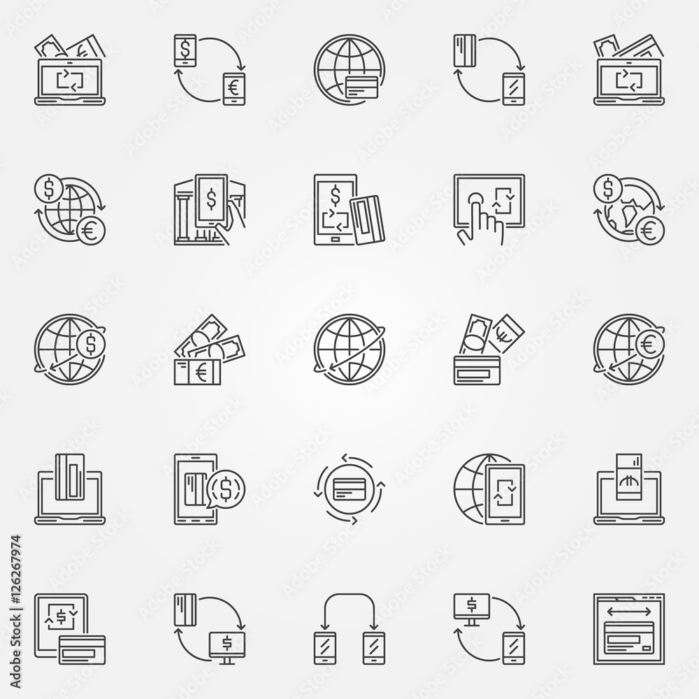 Money transfer icon set Money transfer icon set