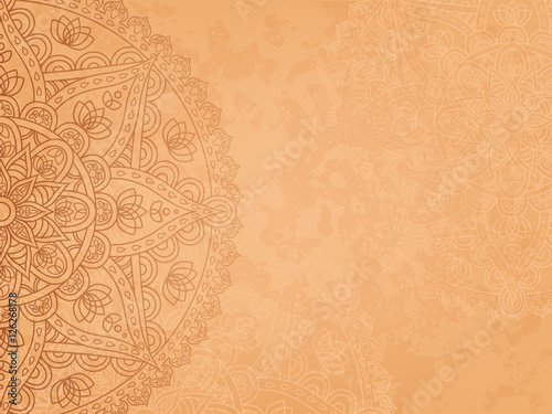 Horizontal background with oriental round pattern and texture of old paper Fototapet