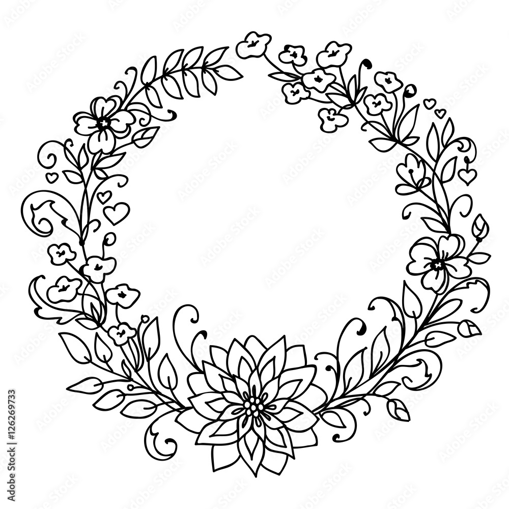Floral wreath. Merry Christmas and New Year concept