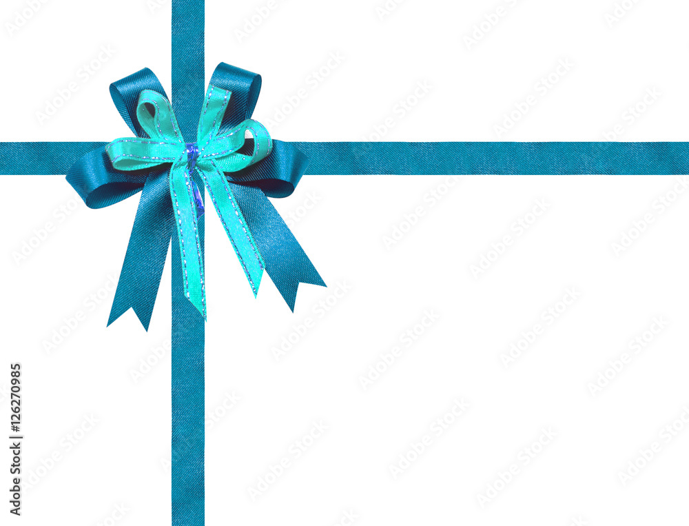 Blue Ribbon isolated for gift box or christmas decoration Blue Ribbon isolated for gift box or christmas decoration