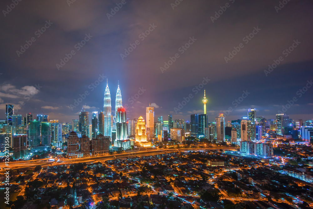 Aerial view of Kuala Lumpur city skyline