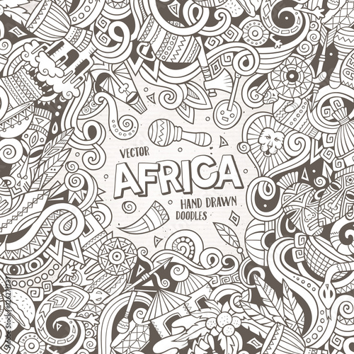 Cartoon cute doodles Africa frame