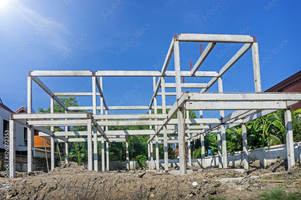 New residential construction home concrete framing