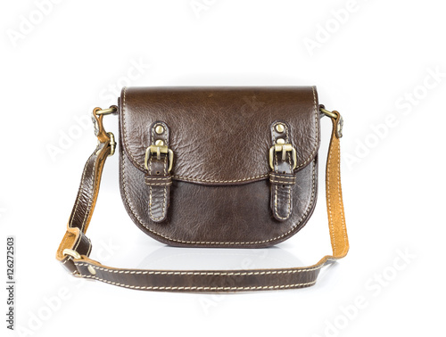 Black leather-bags isolated on white background