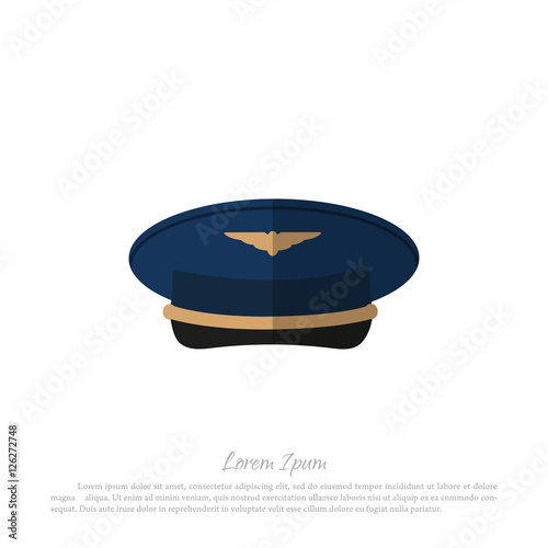 Headdress civil aircraft pilots. Drawing in a flat style on a wh